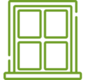 Symbol: 150 000 m² renovierte Fenster und Türen